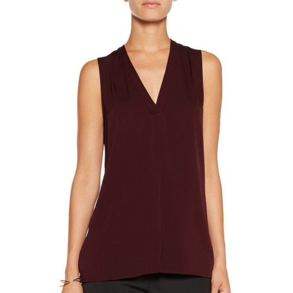 Theory JAMISSA SILK BLEND V TANK Burgundy Purple Size Small